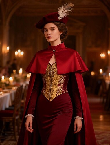  ロココ調 中世 ルネッサンス ケープ クローク バンパイヤ ケルティックナイト 王室の衣装 仮装 男女兼用(儿童不要选这个) ファンタジー ハロウィーン カーニバル 性能 LARP レンフェア 成人 クローク