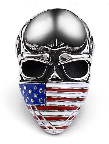  personlig hodeskallehode ring som slipper gel nasjonalflagg hodeskallehode titan stålring amerikansk flaggmaske spøkelseshode herring