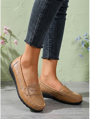  Mocassini in pelle sintetica morbida da donna con design ritagliato traspirante scarpe leggere comfort per donne camminate casual lavoro viaggi e uso quotidiano