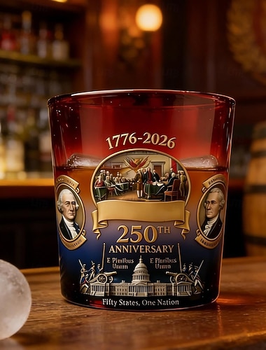  Whiskyglas met adelaar en vlag ter ere van het 250-jarig jubileum van de VS, editie 1776-2026, whiskyfles, 355 ml, patriottisch cadeau voor militaire veteranen, vaders, echtgenoten, jubileum.
