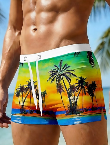  Per uomo Albero di Cocco Paesaggio Piante Tropicali Pantaloncini da mare Pantaloncini da Surf Costume nuoto a pantaloncino Misura del girovita medio Hawaiano Vacanza al Mare Coulisse con fodera in