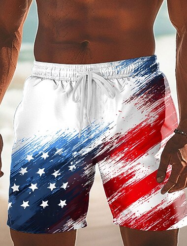  Homens 4 de julho - 250º aniversário dos EUA Bandeira dos EUA Patriótico Calção Justo de Natação Shorts de Natação Bermuda de Surf Cintura Média Casual Feriado Bolsos laterais Forro de malha Cintura