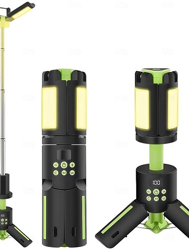  Bærbare campinglys med stativ, 5000lm oppladbar LED-lommelykt, 9 fargemoduser, sammenleggbar campinglyktteltlampe med magnetisk base for strømbrudd, camping &nødsituasjon