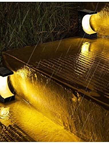  1 confezione di luci solari per gradini, luci per scale esterne impermeabili, luci a LED per gradini esterni, illuminazione solare per gradini esterna per decorazioni da patio, terrazza, portico, porta d'ingresso, passerella