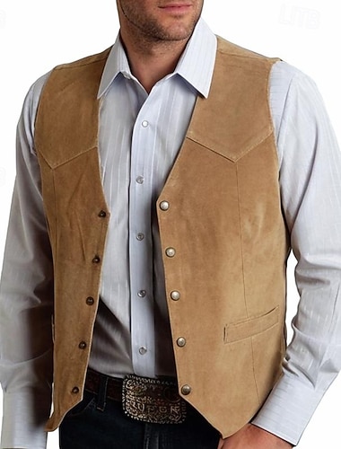 Herre Vest Gilet Ruskindsvest Ferierejse Daglig Stævnemøde Mode Afslappet Forår & Vinter Lomme Knapper Elastin Polyester Bekvem Vanlig Enkeltbrystet med én knap V-hals Regulær Sort Champagne Bordeaux