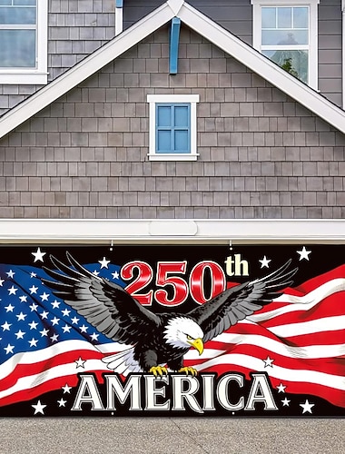  Garagentorabdeckung zum 250. Jahrestag der USA – patriotische Dekoration zum Unabhängigkeitstag, perfekt für Feierlichkeiten im Freien und als Festtagsdekoration.