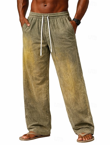  Herren Hose Freizeithose 100% Baumwolle Baggy-Hosen Acid-Wash-Hosen Kordelzug Weites Bein Einfarbig Komfort Volle Länge Täglich Outdoor Streetwear Mode Retro Vintage Schwarz Armeegrün Mikroelastisch