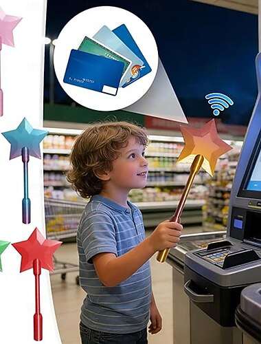  Taikasauvan lähimaksulisävaruste, NFC-luottokorttiteline napauttamalla maksamiseen, hauska ostoslaite lapsille ja aikuisille, kannettava RFID-maksutyökalu, luova uutuuslahjaidea