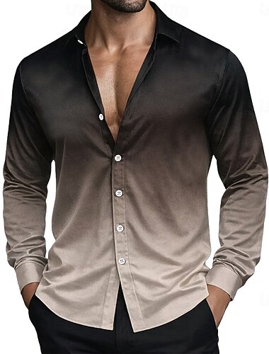 Herre Skjorte Sateng skjorte Dresskjorter Skjorte med knapper Ballskjorte Gradert Bryllup Formell Lys Rosa Lyseblå Svart Blå Langermet Aftæpning Alle årstider Klær