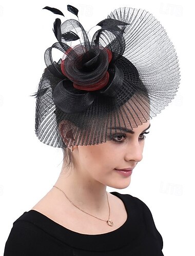  fascinators polyester Bryllup Årgang søt stil Retro Rød Med Fjær Hodeplagg Hodeplagg