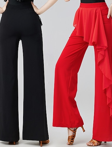  Damebukser med vide ben og chiffongoverlegg til latinamerikansk dans