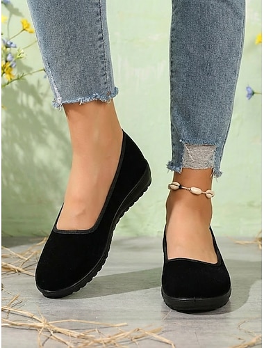  Zapatos planos negros sin cordones cómodos para mujer: zapatos planos suaves con suela flexible para uso diario, caminatas y salidas informales.