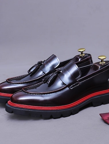  Mocassins à pampilles pour hommes, 100 % cuir de première qualité, finition polie, chaussures habillées élégantes, idéales pour les mariages, le bureau et les occasions formelles.