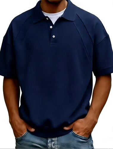  Herren Poloshirts Lässig Geschäft Umlegekragen Kurzarm Mode Basic Einfach Knöpfe Sommer Frühling Blau Weiß Marineblau Braun Grün Grau Poloshirts