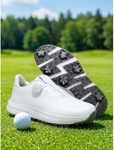  Witte dames golfschoenen met spikes en draaisluiting, schokabsorberende en gedempte golfsneakers voor training en wandelen. &buitensporten