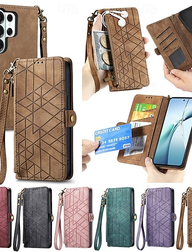  telefoon hoesje Voor Samsung Galaxy S26 S26 Plus S26 Ultra Wallet Card Case Flip cover Rits met draagkoord Retro TPU PU-nahka