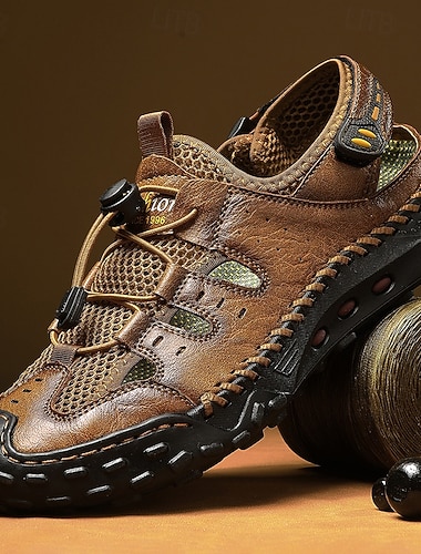  Sandali da uomo marroni per attività all'aperto, sandali da trekking a punta chiusa, traspiranti, comodi da passeggio con aperture, ideali per viaggi, campeggio, vacanze estive, avventure all'aria aperta e per l'uso quotidiano.