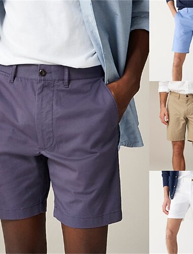  Homme Robe Short Entreprise Avec Poches Uni Confort Respirant Court Occasionnel Extérieur Vacances Vacances Streetwear Blanche Vert Claire Non Elastique