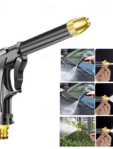  Ugello per tubo da giardino ad alta pressione, pistola a spruzzo in metallo resistente con getto d'acqua rotante regolabile, spruzzatore a tenuta stagna per lavaggio auto, irrigazione del giardino,