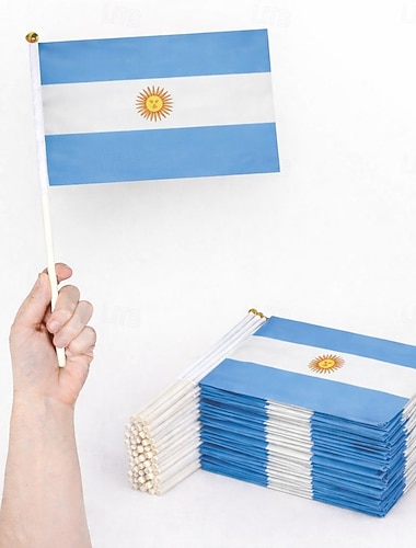  Verdensfotballkamp 2026 Flagg Håndholdt flagg Argentina Cosplay Barne Voksne Unisex Maskerade Fest Fotballkamp Kle deg opp