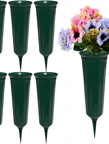  Herdenkingsvazen voor bloemen, grafvaas voor herdenkingsdag, bloemenhouder voor grafstenen, kegelvormige grafvaas, bloempotten voor buitenplanten, decoratieve plastic containers