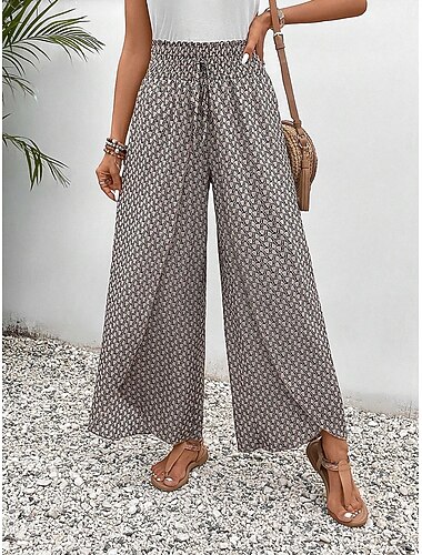  Per donna Gamba larga Pantaloni boho Chinos Skort Vacanza Streetwear Casual Lunghezza alla caviglia Vita media Grafico Coulisse Stampa Comodo Comodità Traspirante Micro-elastico Quotidiano All'aperto