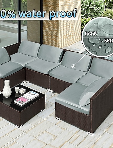  Fundas impermeables para cojines de exterior, de seda lechosa con revestimiento de TPU, color liso, elásticas, para sofás seccionales y conjuntos de sofás de exterior.