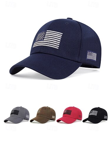  Heren baseballpet van polyester met geborduurde vlag, verstelbare pet in meerdere kleuren, perfect voor het 250-jarig jubileum van de VS, Onafhankelijkheidsdag, casual dagelijks gebruik en buitensporten.