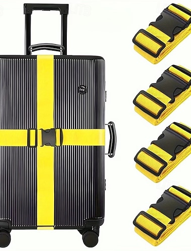  4 stuks bagageriemen, 200 cm verstelbare reistasriemen met gesp, voor het veilig vastzetten van koffers, snelle bagageherkenning, verkrijgbaar in verschillende kleuren, onmisbaar op reis, leuk als