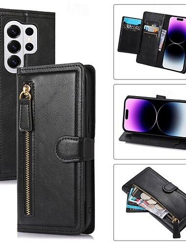  Handy Hülle Handyhüllen Für Samsung Galaxy S26 S26 Plus S26 Ultra Brieftaschenhülle Reisverschluss Vollschutz Ständer Retro PU-Leder