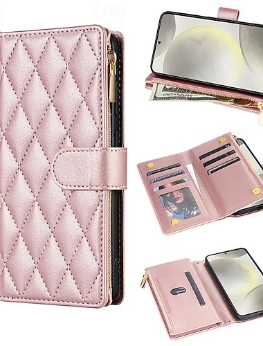  telefoon hoesje Voor Samsung Galaxy S26 S26 Plus S26 Ultra Wallet Card Case Rits Volledig lichaamsbeschermend met polsband Geometrisch patroon PU-nahka