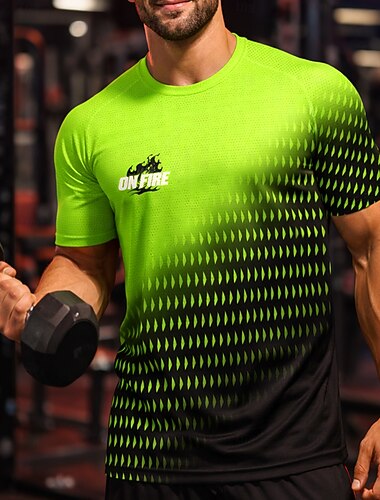  Miesten Jalkapallopaita Geometrinen Kaltevuus Kirjain ja numero Juoksupaita Urheilullinen T-paita Kesä Lyhythihainen UPF 50 Nopea kuivuminen Kosteuden siirtävä Hengittävä Turnaus Jalkapallo Kuntosali