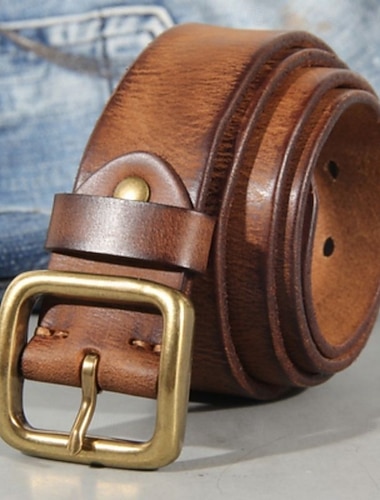  Herren Gürtel Automatische Schnalle Kupfer Rindsleder Vintage Streetwear Freizeit Einfarbig Weinrot Schwarz Täglich Outdoor Geschäft Formell Taillengürtel