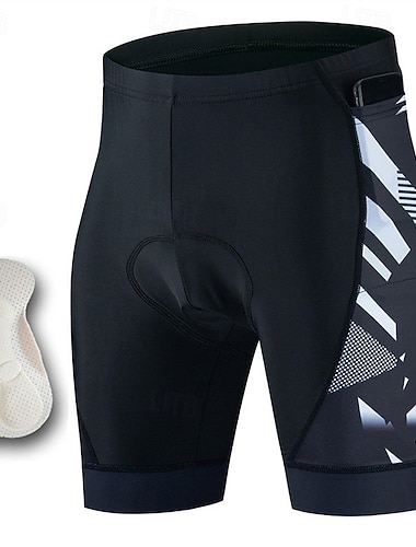  Męskie Szorty rowerowe Spodenki rowerowe Szorty rowerowe z wkładką Jednokolorowe Rower Szorty Spodenki snowboardowe z 3 tylnymi kieszeniami Szybkie wysychanie Wygodny Oddychający Sport Czarny Biały