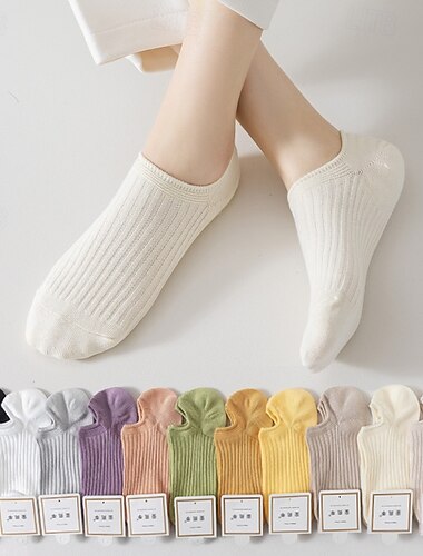  Mujer Calcetines Invisibles Diario Hogar Exterior Color sólido Algodón Sencillo Clásico Casual Elástico 1 Par