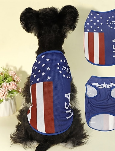  Gilet pour chien inspiré du drapeau américain : un t-shirt parfait pour votre chien, un débardeur idéal au quotidien, parfait pour célébrer la fête nationale américaine. Des matériaux de qualité pour