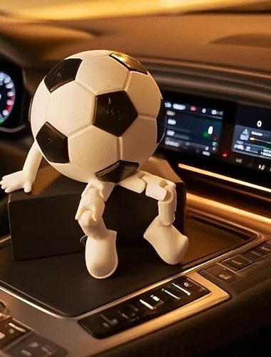  3-pakning 3D-printet fotballactionfigur, leddet, bevegelig dukke med flere ledd, kul fotballhodefigur til bilens dashbord, skrivebordsdekor til kontoret, kreativ sportsfidget-gave til gutter og menn