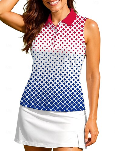  Amerikas 250. Jahrestag Tag der Unabhängigkeit Damen Geometrisch Nationalflagge Workout-Tanktop Sporthemd Golf-Poloshirt Ärmellos Sportlich UPF50+ UV-beständig Atmungsaktiv Tennis Badminton
