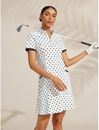  Naisten golf mekko Valkoinen Lyhythihainen Hameet Naisten Golfasut Vaatteet Asut Vaatteet