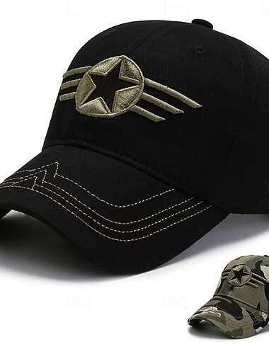  Herren Baseballkappe Sonnenhut Schwarz Grün Baumwolle Verstellbar Mode Streetwear Lässig Täglich Outdoor Urlaub Stern Tarnung Sonnenschutz Atmungsaktivität