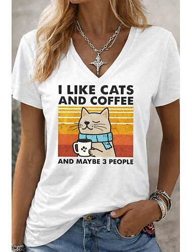  dam t-shirt rolig humor citat snygg klassisk avslappnad kortärmad v-ringad vanlig toppar dagligen utekväll helg svart vit ljusgrön sommar vår höst vinter