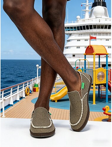  Brune strikkede island- og cruise-loafers til herre – komfortable, pustende fritidssko for cruise, ferie og sommerreiser