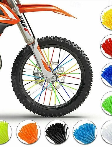  72個 24cm ユニバーサル ダートバイク スポークカバー オートバイホイールリム スポークラップキット スキン プロテクターカバー モトクロス 自転車 バイク用