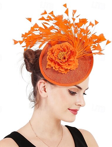  fascinators Vlas Bruiloft Vintage leuke Style Retro Met Veer Bloem Helm Hoofddeksels