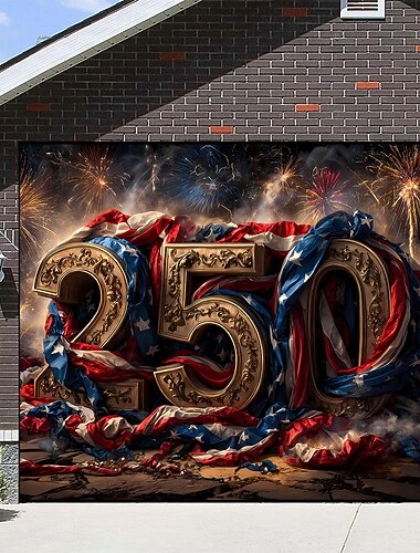 4. Juli 2026 250. Gedenktag Wandteppich Banner Garagentorabdeckung Adler Amerikanische Flagge 3D Druck Modern Patriotische Party Shooting Hintergründe Geschenk Wohnkultur