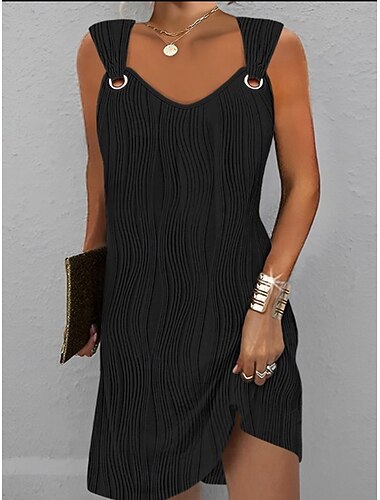  Per donna Mini Abito Abito Bianco Vestito Casual Vestito Canotta Elegante Moda Moderno All'aperto Vacanza Uscire Vestibilità regolare Semplice Senza Maniche Scollo a V Nero Bianco Estate Primavera