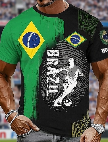  Coppa di calcio 2026 Per uomo USA Brasile Maglietta Manica Corta maglietta Stampa 3D Girocollo Camicia Moda Bloke Core Athleisure Quotidiano Streetwear Nero Verde Estate Primavera Abbigliamento S M L