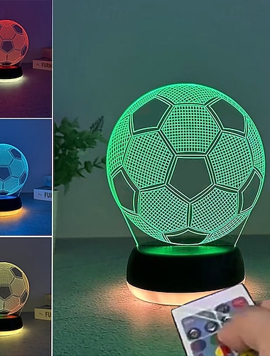  Akryl 3D-nattlys med fotballmotiv, fotballdesign i 2026, berøringskontroll, to farger, dimbar med timer, fjernkontroll, USB &AAA-batteridrevet LED-nattlampe for soverom, gutter, fotballfans, bursdag