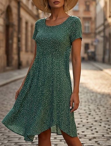  Damen Minikleid Blumenkleid Boho-Kleid Druckkleid Klassisch Modern Täglich Outdoor Urlaub Normale Passform Blume Kurzarm Rundhalsausschnitt Blau Wein Grün Sommer