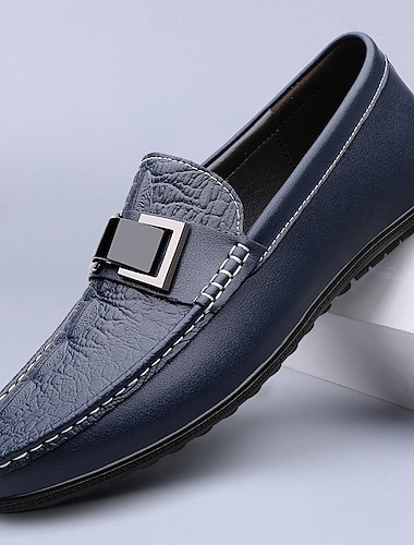  Miesten siniset keinonahkaiset loaferit – klassiset slip-on-pukukengät, smart casual -tyyliin, toimistolle, autoiluun ja jokapäiväiseen käyttöön